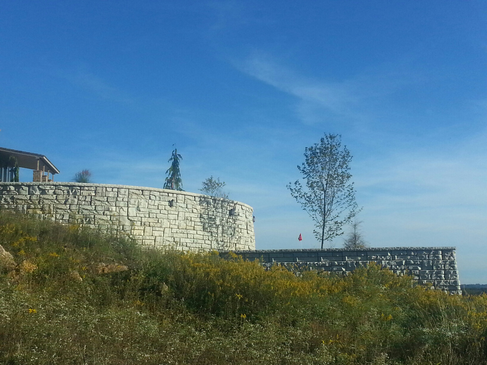 stone wall blue sky