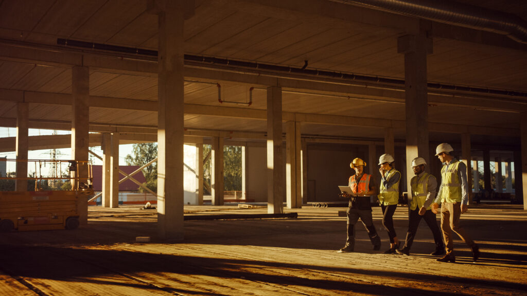 diverse team of construction workers on site