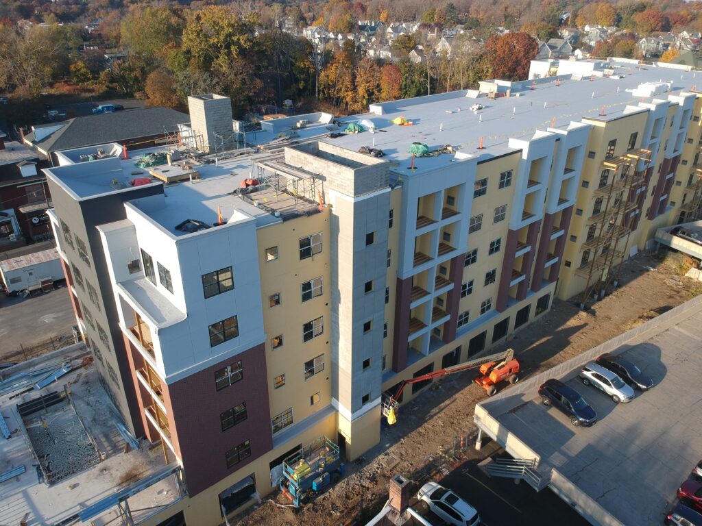 Brookview commons project aerial view by DiMarco Constructors