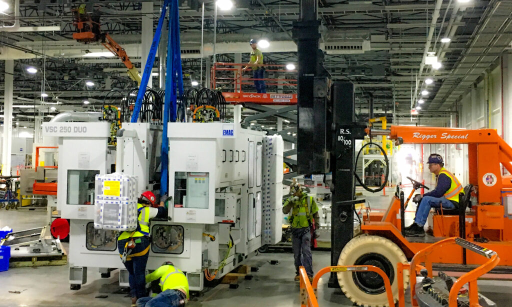 workers rigging indoors