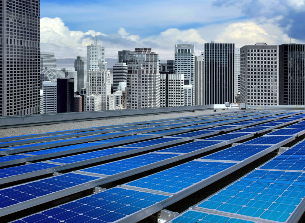 solar panels creating microgrids for a city