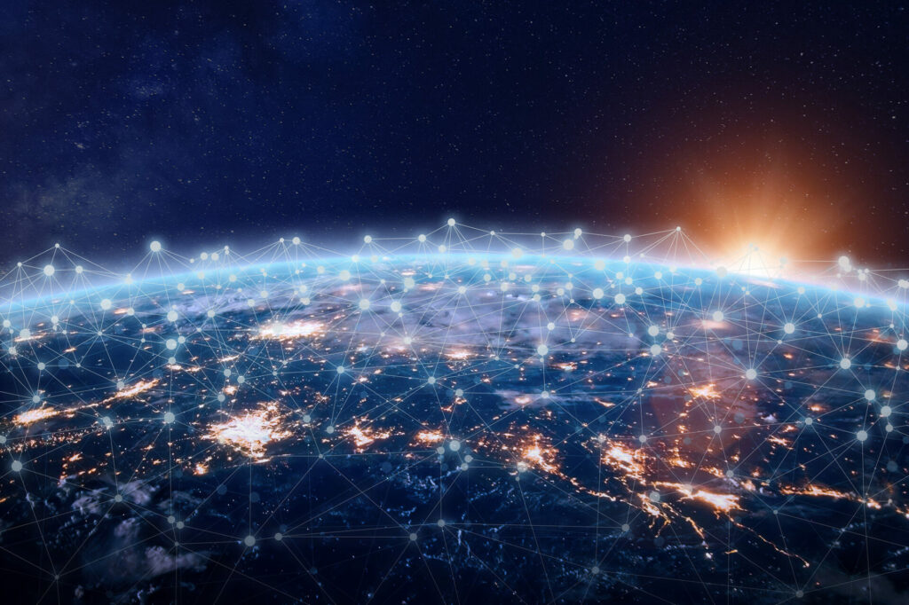 earth visual with communication dots and lines demonstrating data centers around the world