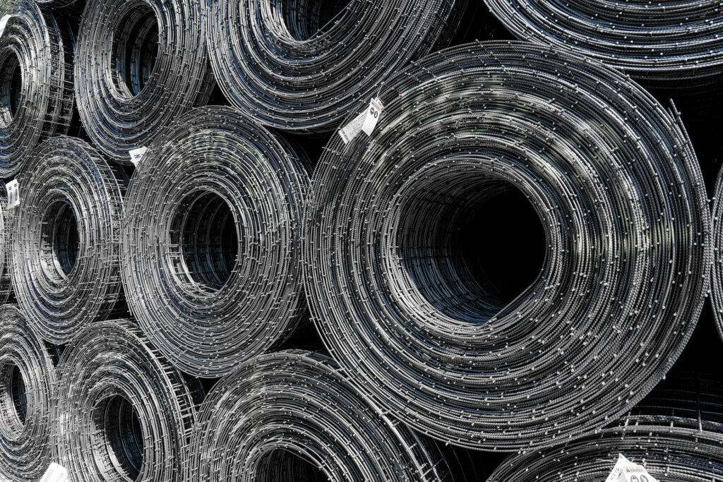rolls of steel mesh at Numesh plant