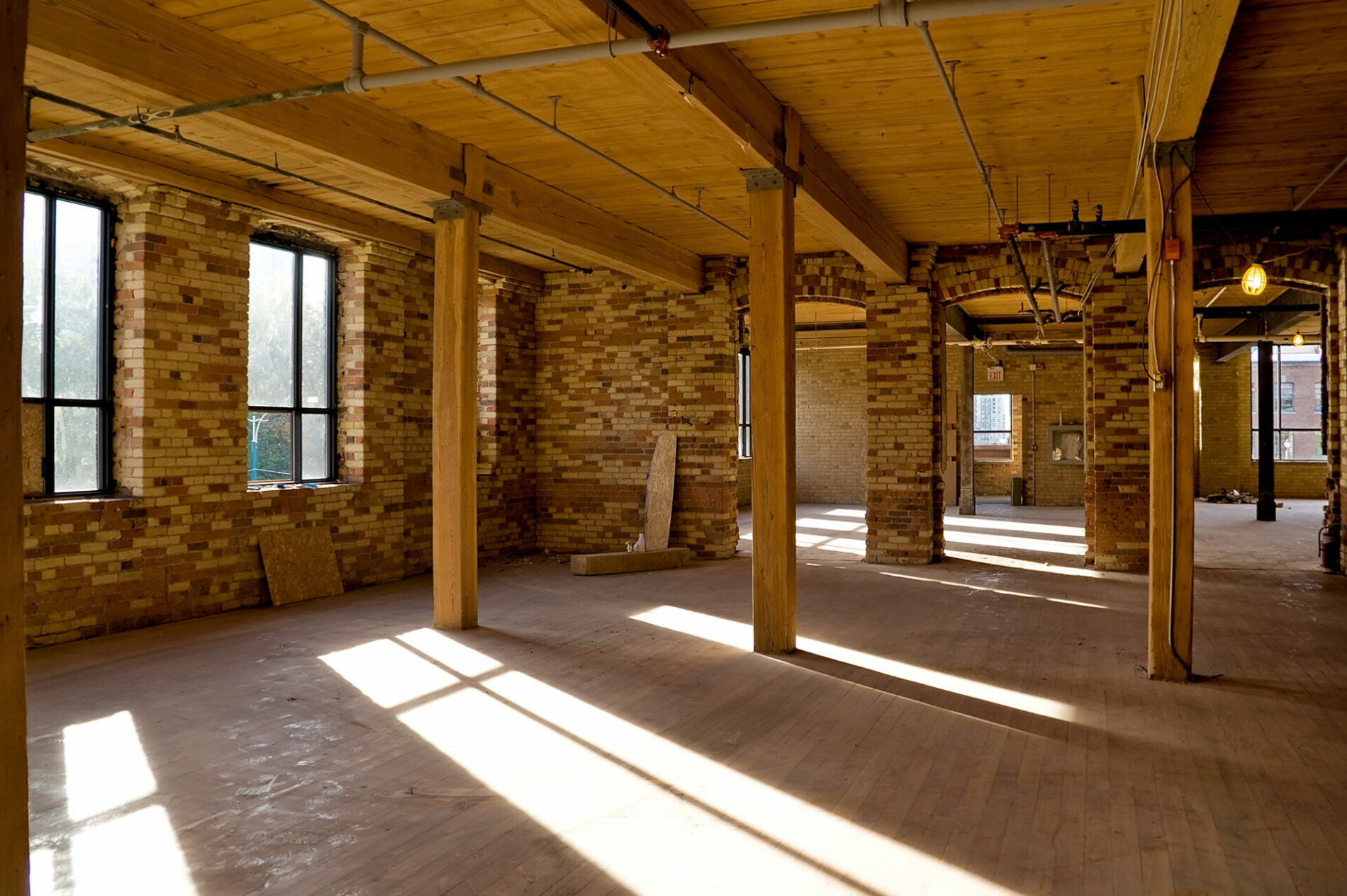 interior of old building being renovated for reuse as office building
