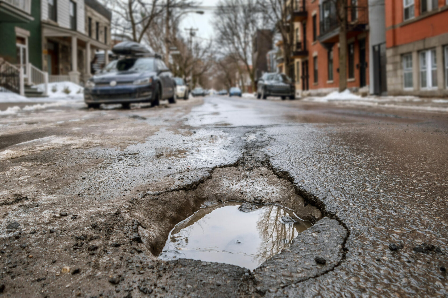 road pothole in the city