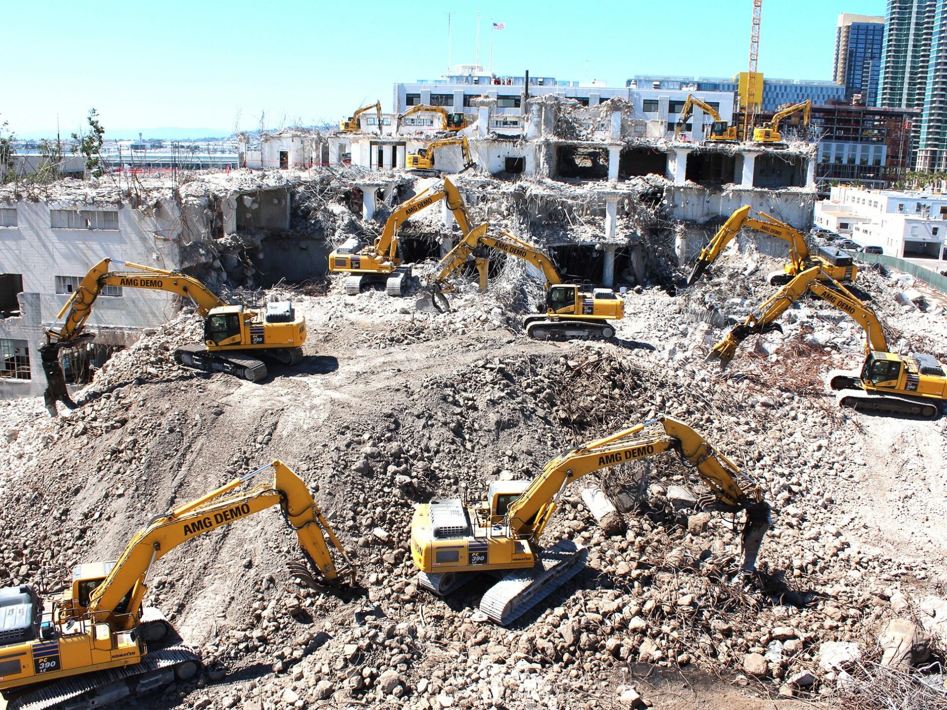 AMG construction demolition equipment on jobsite