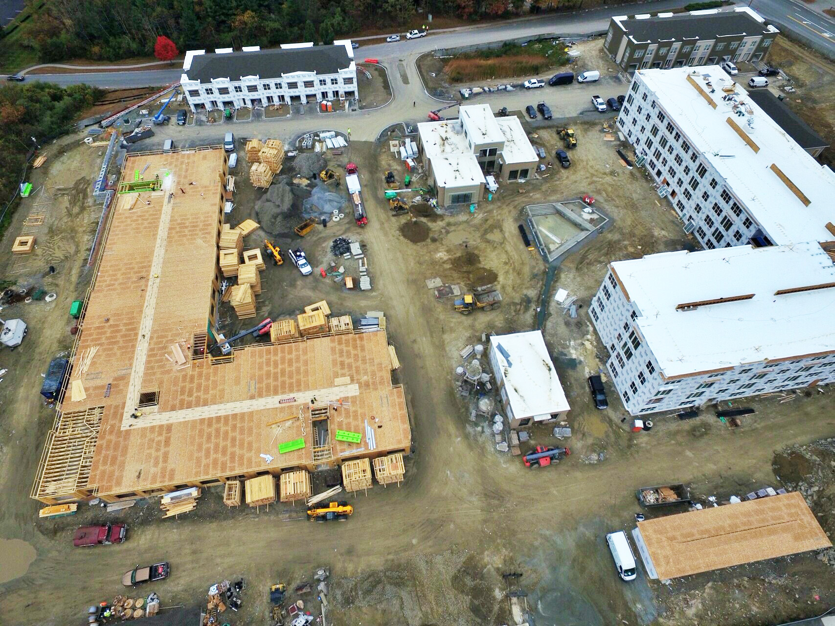 An aerial photo of a construction site.