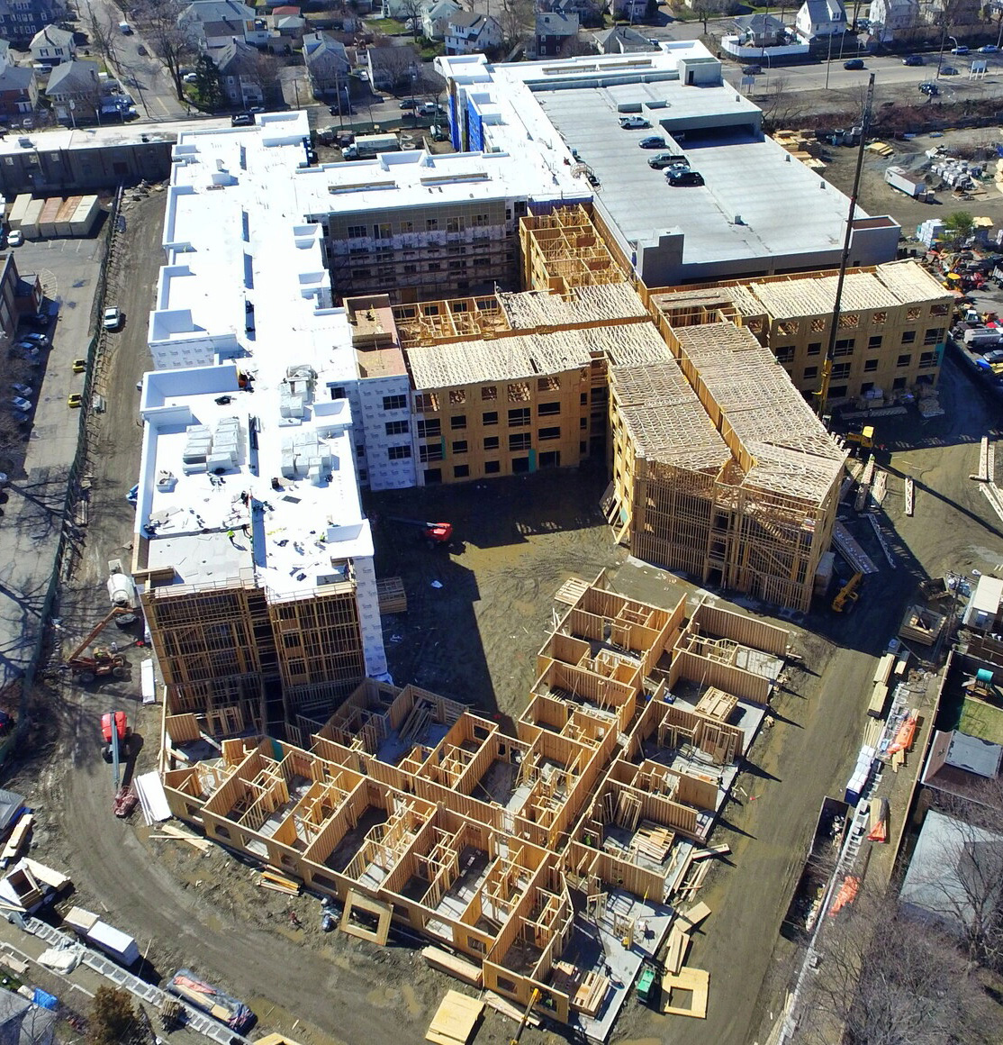 An aerial photo of a construction site.