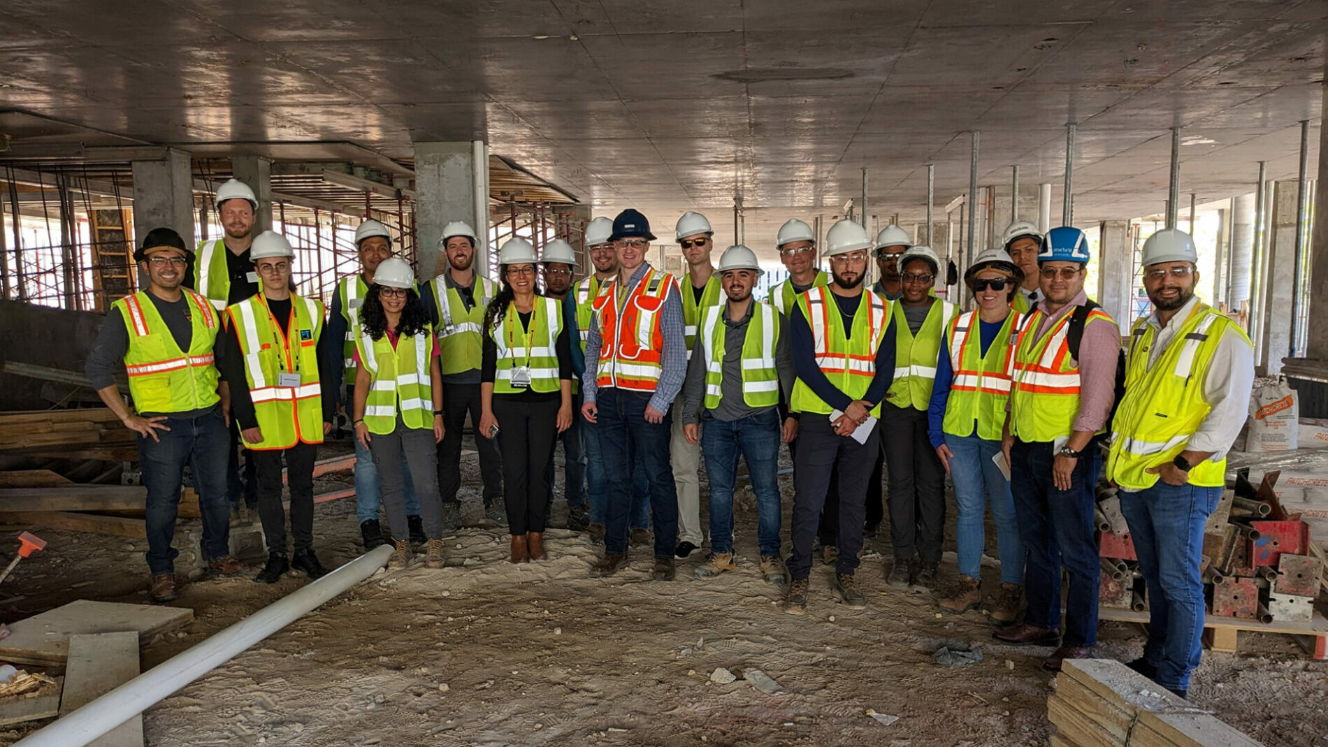 PTI group photo on construction site 